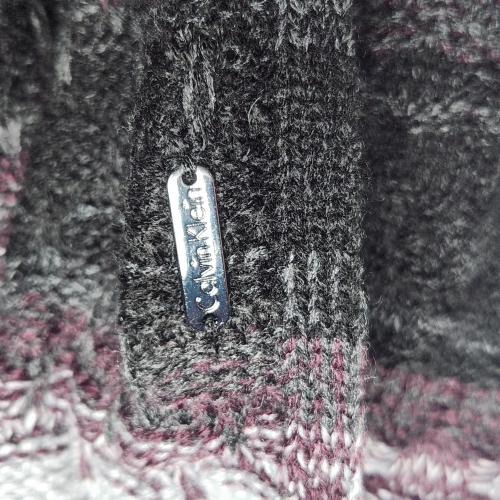 Calvin Klein Striped Knit Chunky Infinity Scarf Purple Gray NWT